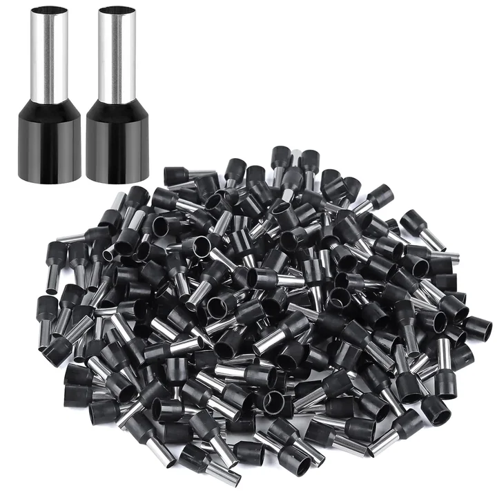 XHF 8 AWG Insulated Wire Ferrules, Black, 200 pcs