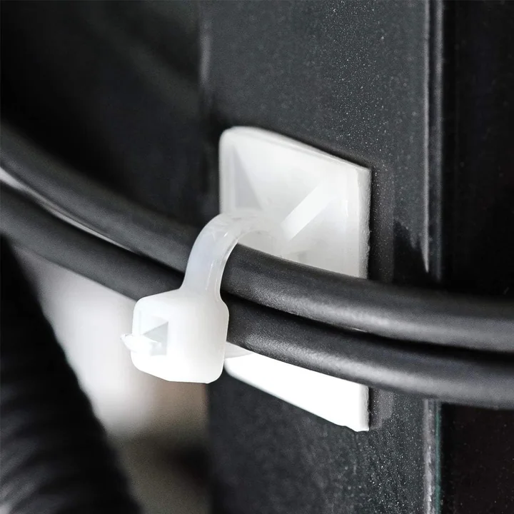 XHF Back-Glue Zip Tie Mounts with Ties and Screws, Black, 200 pcs